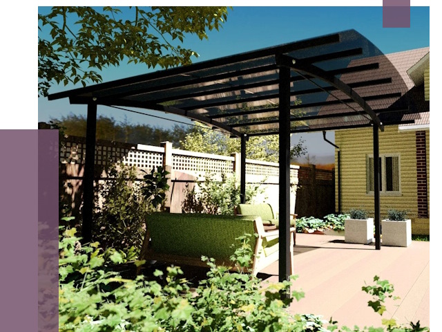 Навесы для террасы в Набережных Челнах от 12951 руб. под ключ | ПРОЛЁТ-Нбр