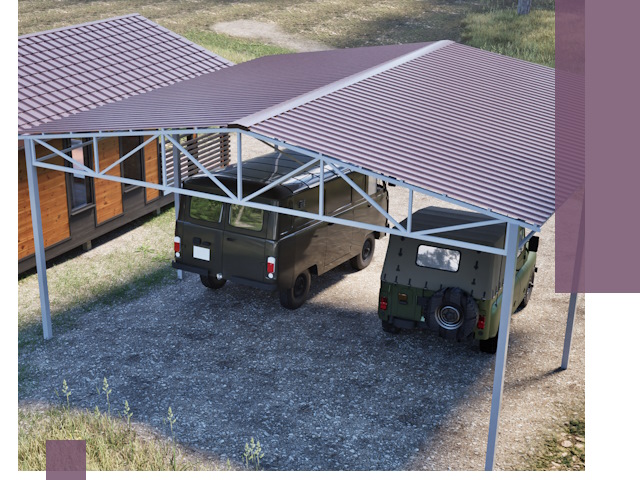 Двускатные навесы под ключ в Набережных Челнах — изготовление и монтаж